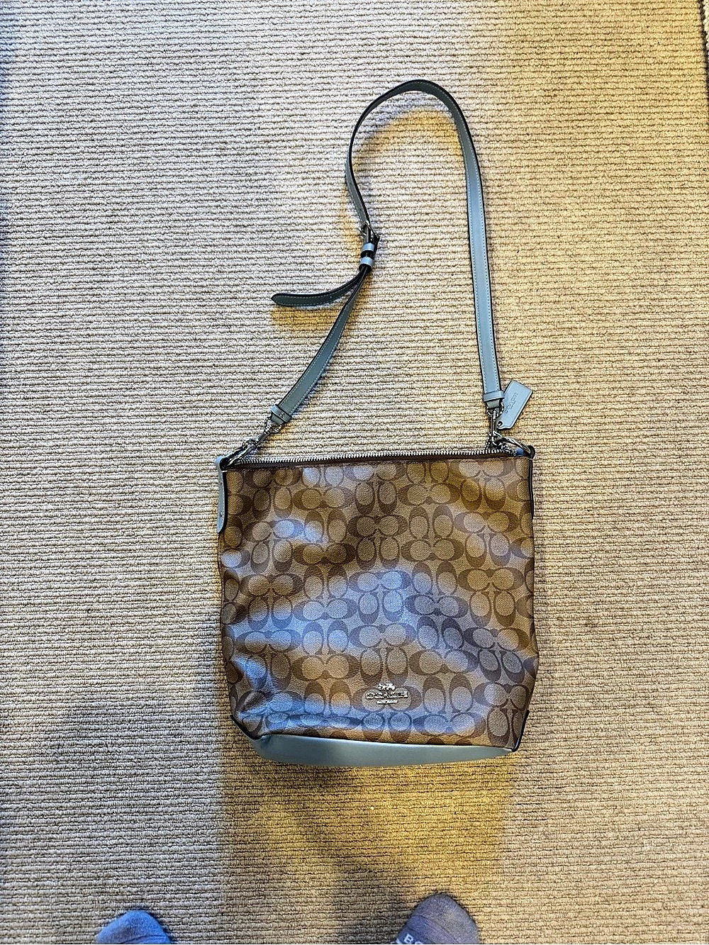 Coach Hobo Crossbody With Signature Canvas Brown & Tan Bag